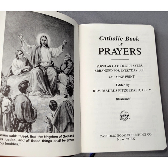 Vintage Catholic Book Of Prayers Book Large Print Illustrated 1982 Brown - Picture 2 of 14